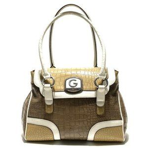 G By Guess 3 Tone Colorblock Faux Reptile Flap Shoulder Bag